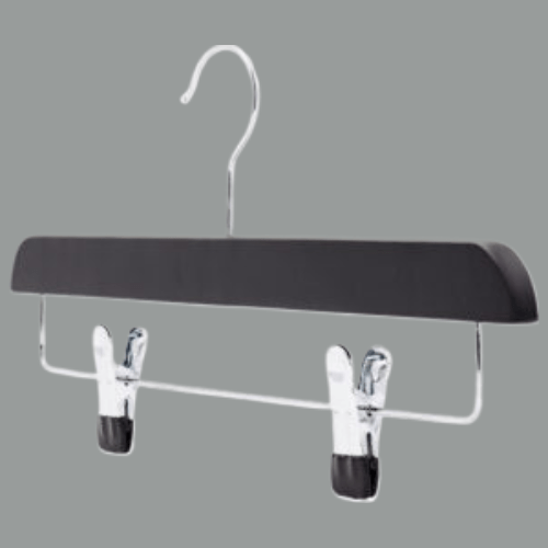 500 Adet Siyah Ahşap Pantolon Askısı Klipsli Etek Askısı Metal Mandallı 35 cm