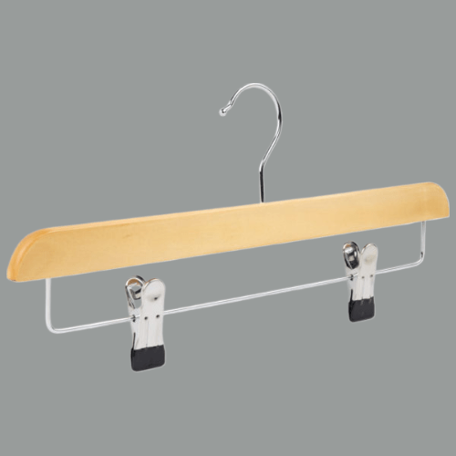 100 Adet Naturel Ahşap Pantolon Askısı Klipsli Etek Askısı Metal Mandallı 35 cm