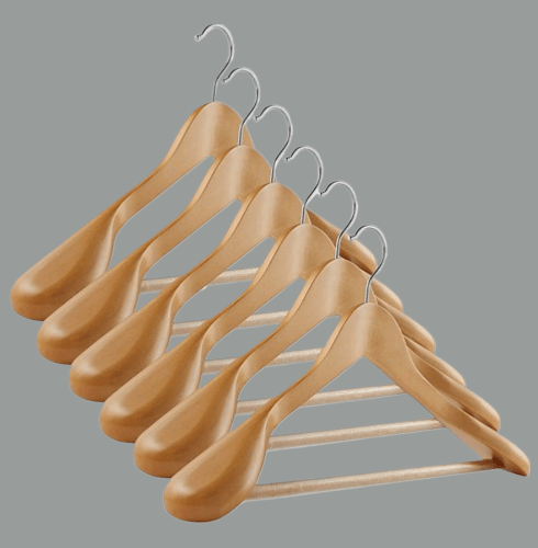 50 Adet Ahşap Kalın Omuz Formlu Takım Elbise Ceket Askısı