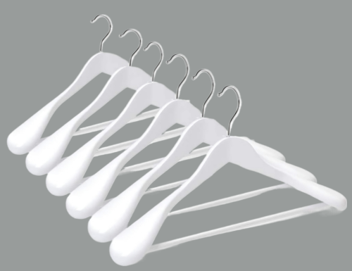 100 Adet Ahşap Kalın Omuz Formlu Takım Elbise Ceket Askısı beyaz Renk